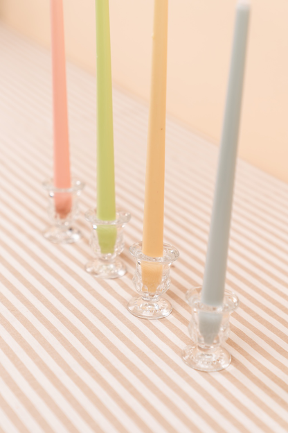 Small Crystal Glass Candlestick Holder