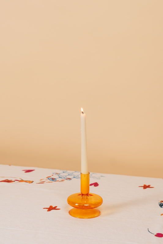 Small Orange Nordic Glass Candlestick Holder