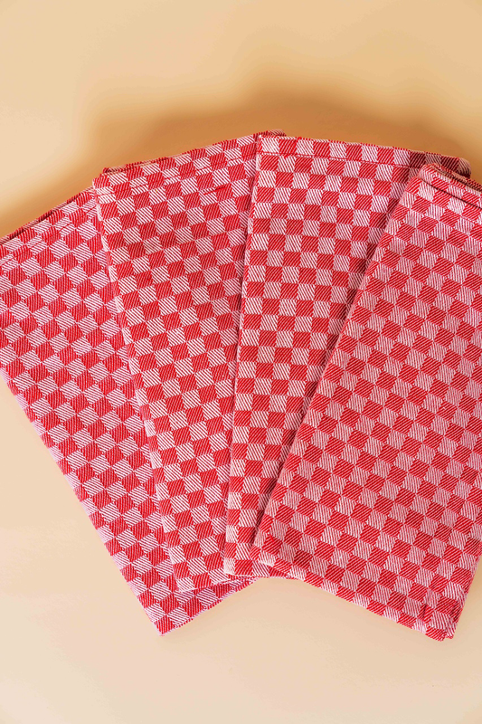 Square Woven Red Check Napkin