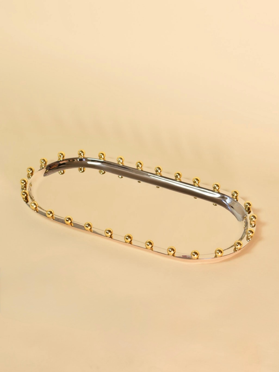 Stainless Steel Tray with Gold Balls