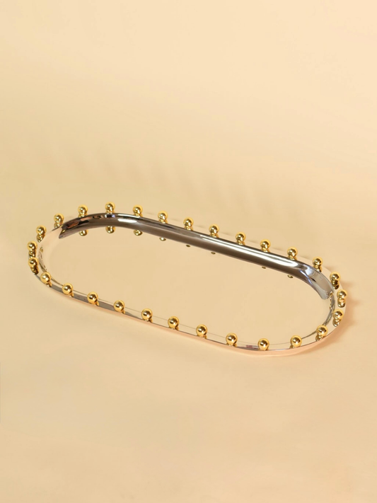 Stainless Steel Tray with Gold Balls