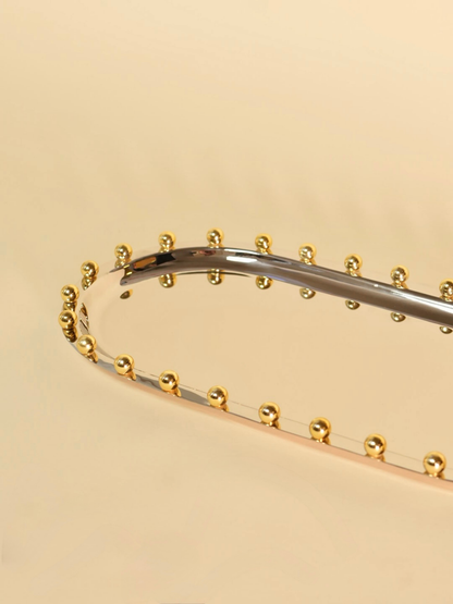 Stainless Steel Tray with Gold Balls