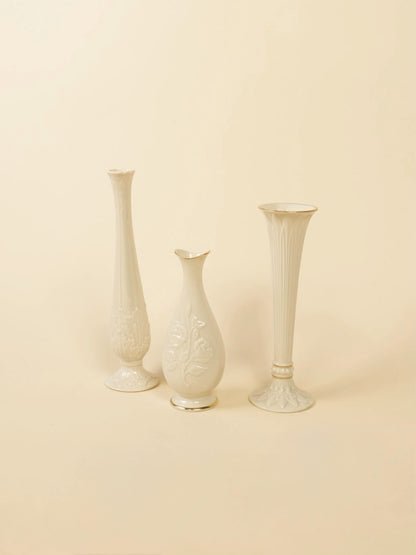 Vintage Cream Engraved Vase Set
