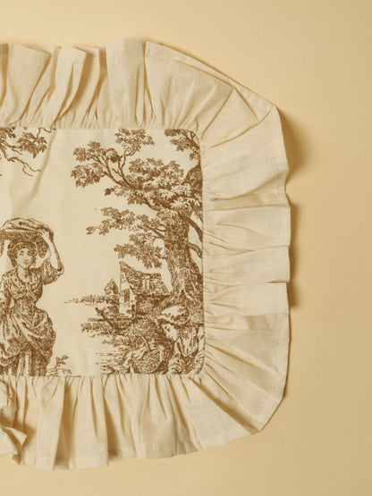 Brown Ruffle Toile Placemat Set