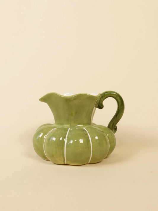 Green Ceramic Pumpkin Pitcher