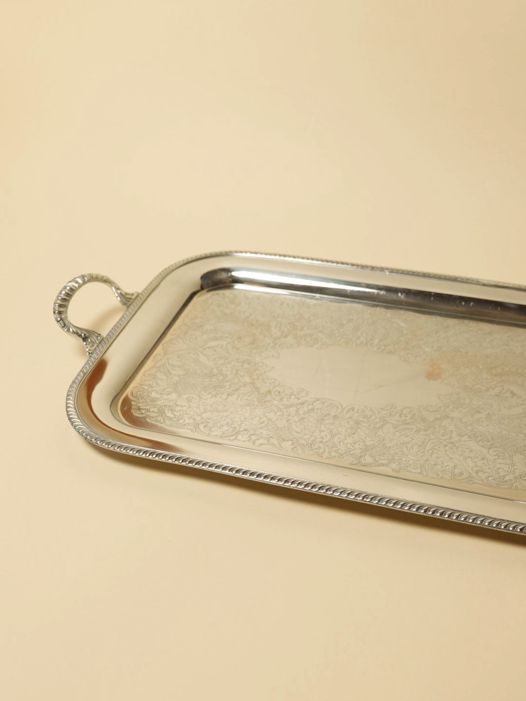 Vintage Engraved Platter w Handles