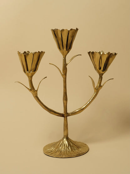 Large Gold Floral Candleabra