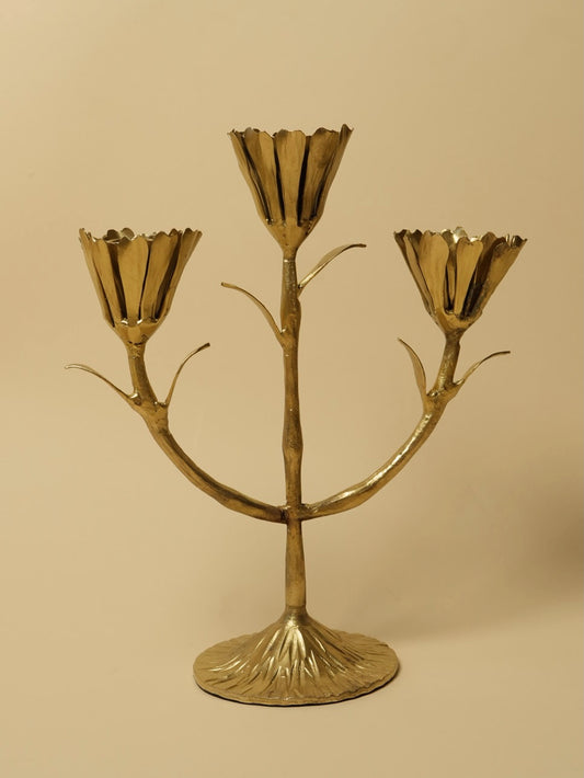 Large Gold Floral Candleabra