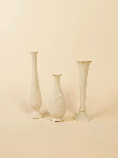 Vintage Cream Engraved Vase Set