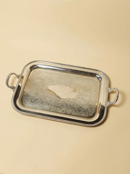 Vintage Engraved Platter w Handles