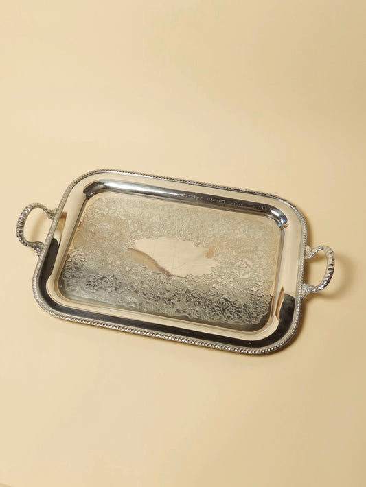 Vintage Engraved Platter w Handles
