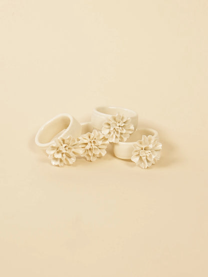 Ceramic Flower Napkin Ring Set