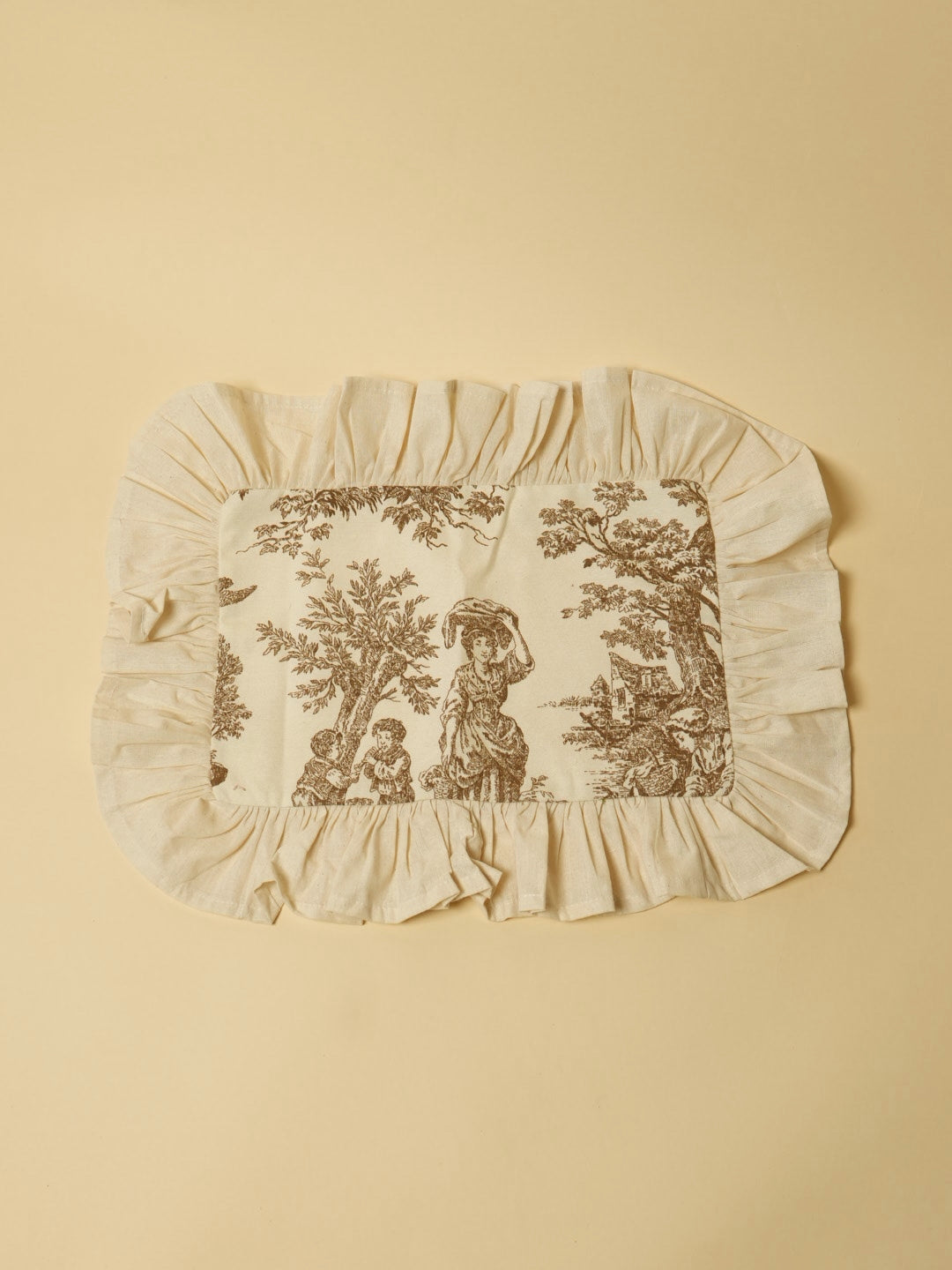 Brown Ruffle Toile Placemat Set