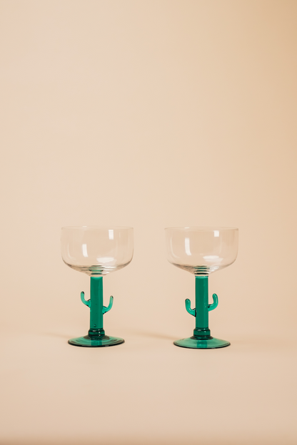 Vintage Cactus Margarita Glass Set of 2