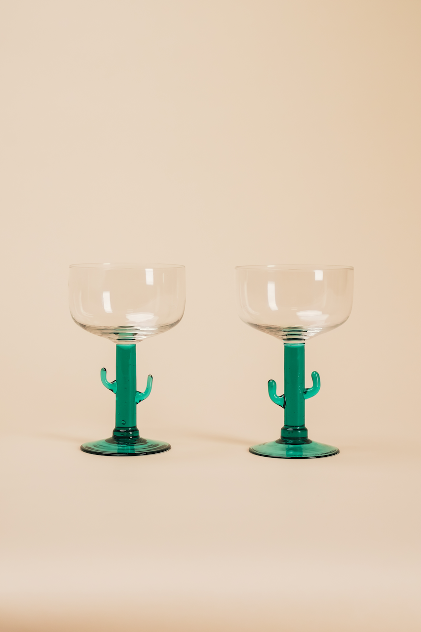 Vintage Cactus Margarita Glass Set of 2
