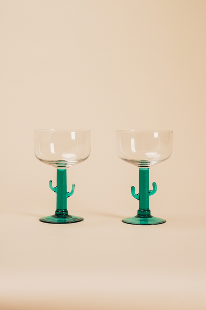 Vintage Cactus Margarita Glass Set of 2