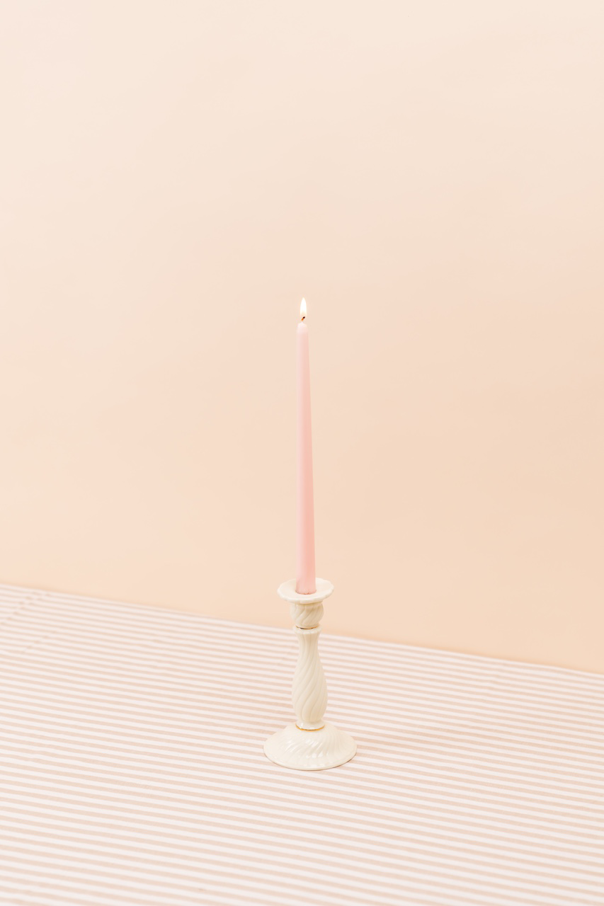 Vintage Column Gold Trim Candlestick Holder