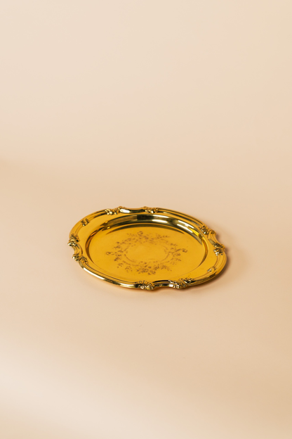 Vintage Gold Round Serving Platter