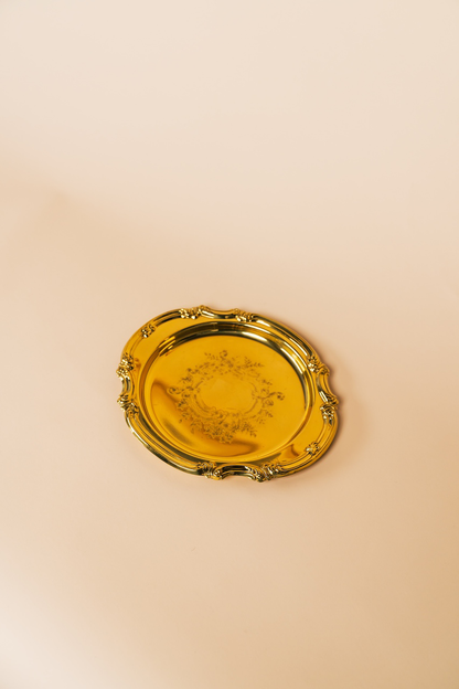 Vintage Gold Round Serving Platter