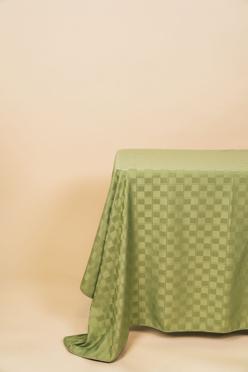 Vintage Green Checkered Tablecloth