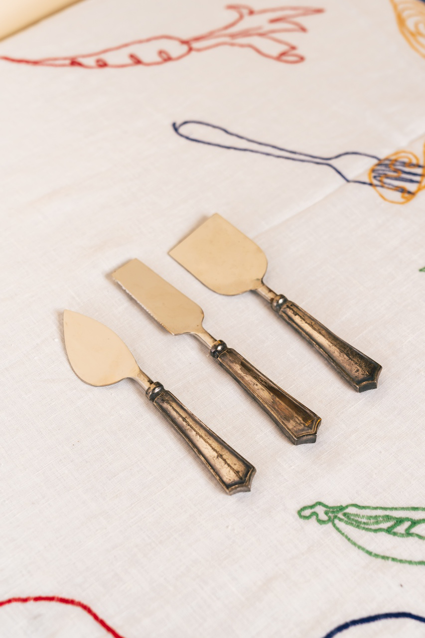 Vintage Metal Cheese Knife Set