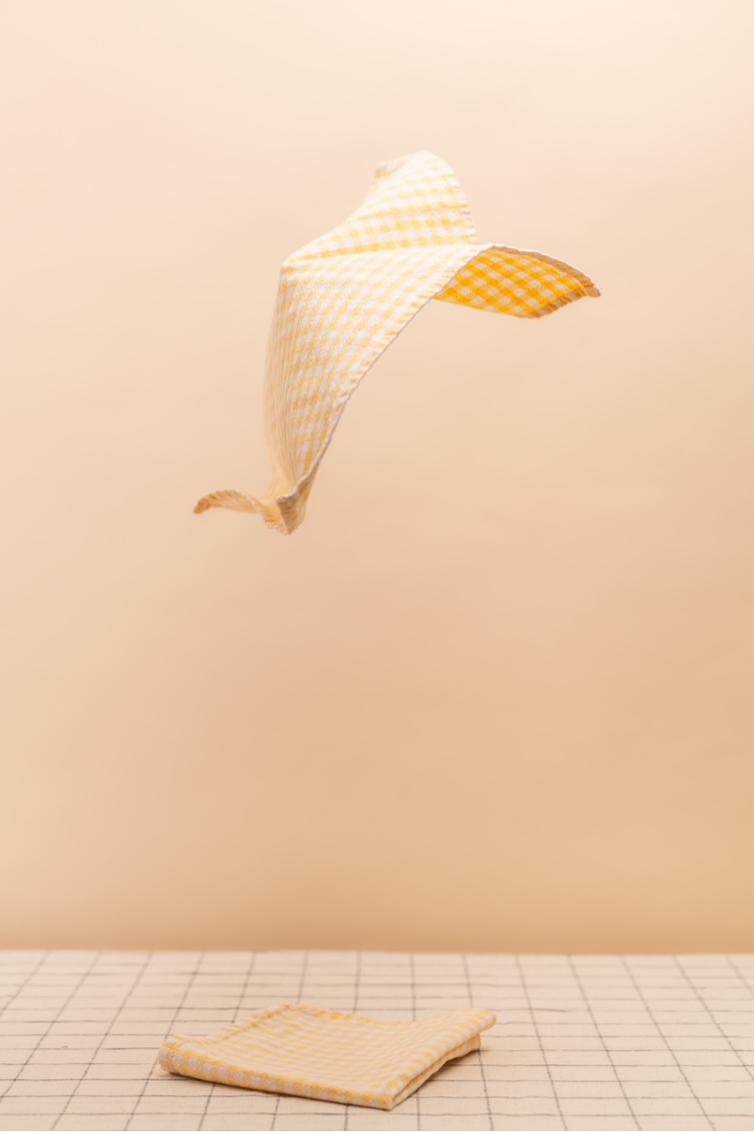 Vintage Pale Yellow Gingham Cotton Napkin