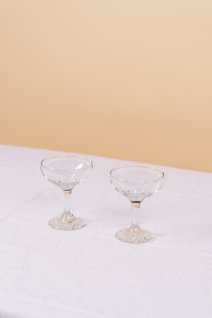 Vintage Short Crystal Coupe Glass Set of 2