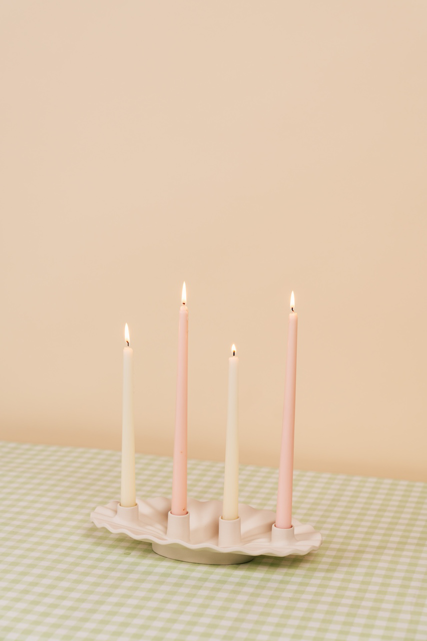 White 4-arm Advent Candelabra