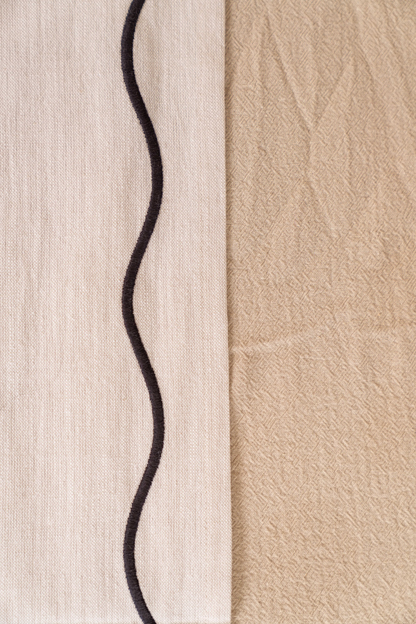 White & Black Wavy Cotton Table Runner