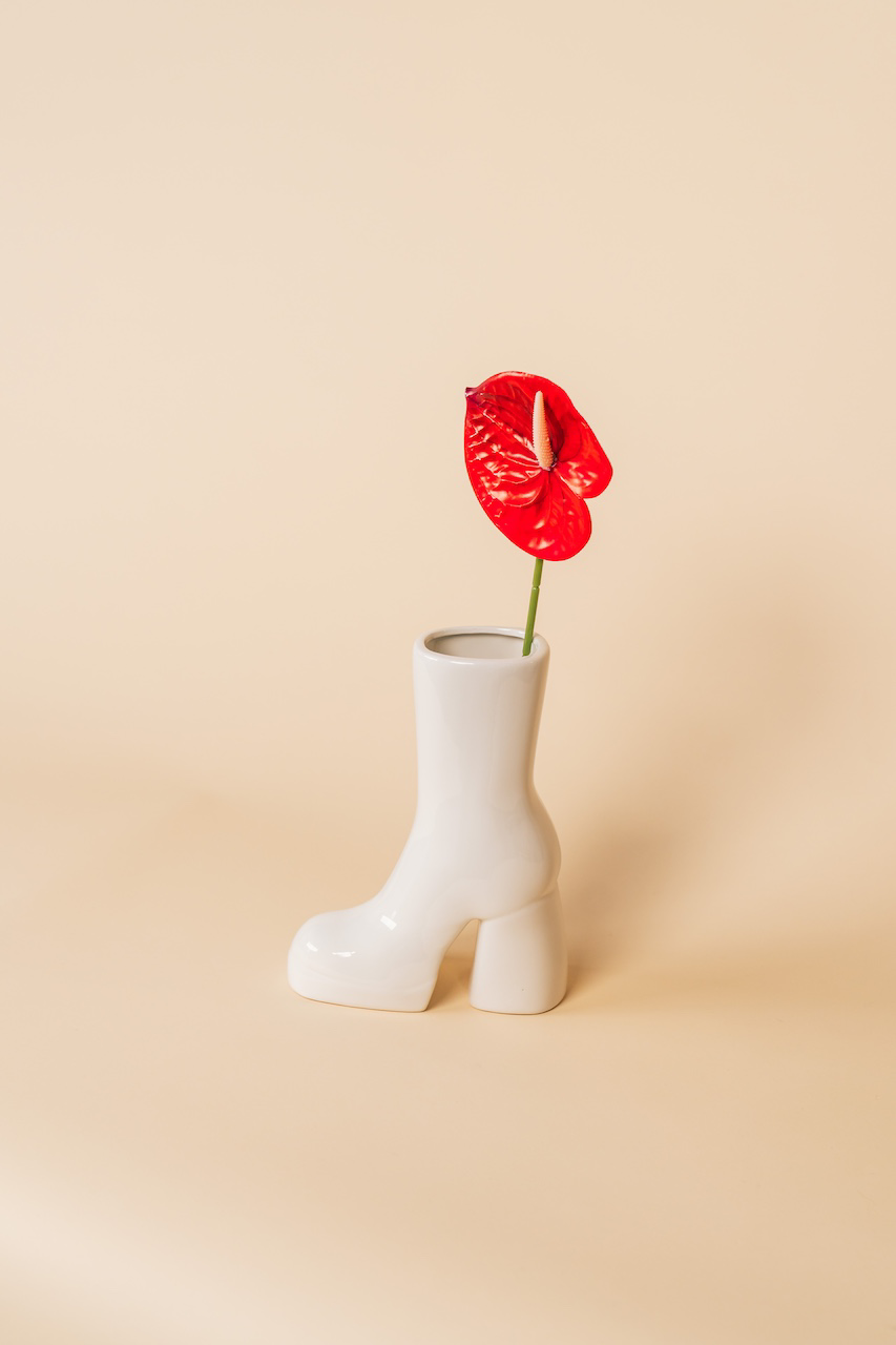 White Boot Vase