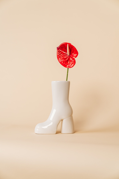 White Boot Vase