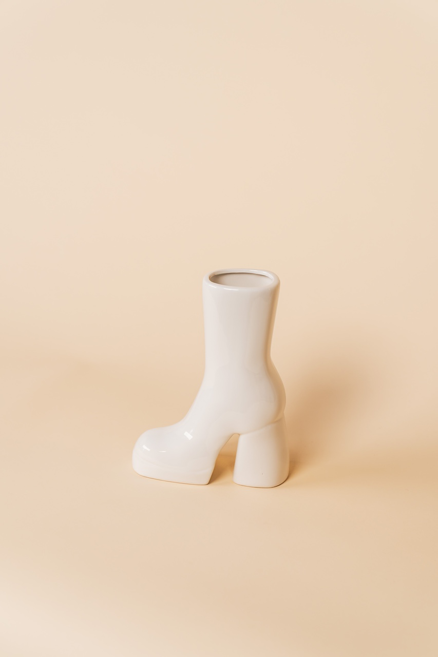 White Boot Vase