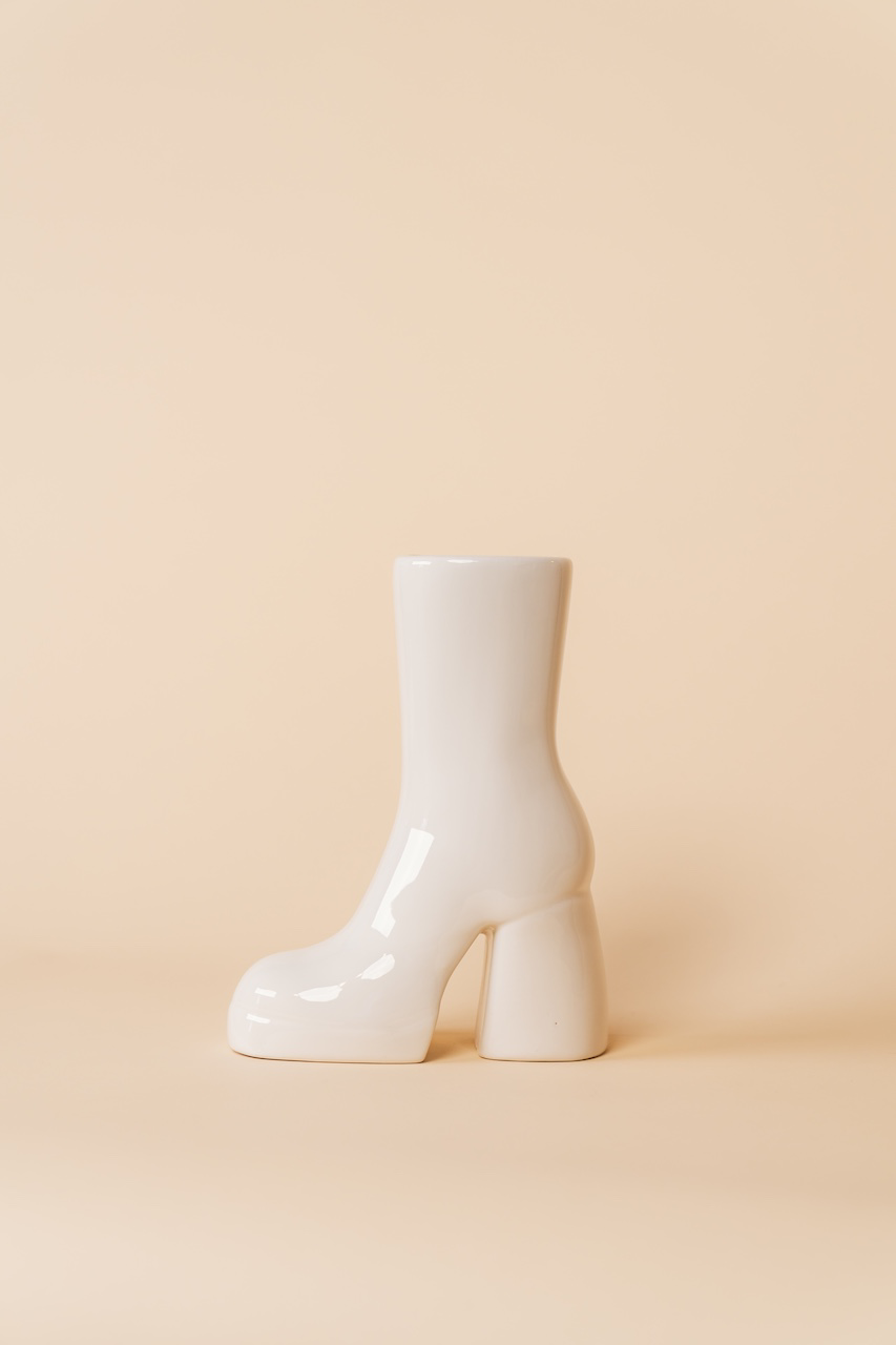 White Boot Vase