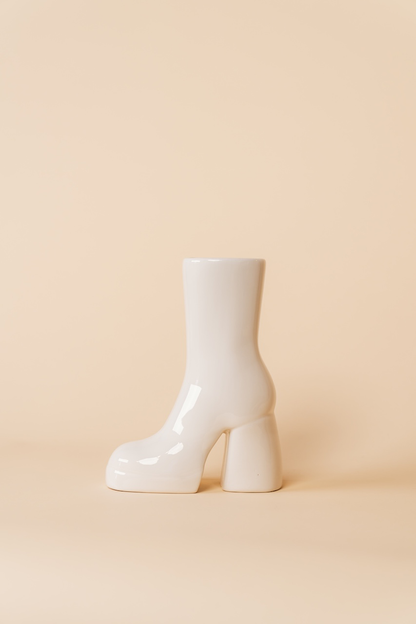 White Boot Vase