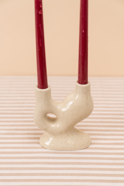 White Ceramic 2-arm Candelabra