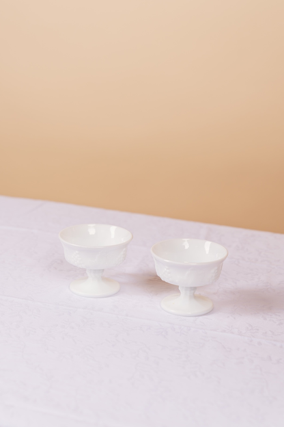 White Pedestal Dessert Bowl Set of 4