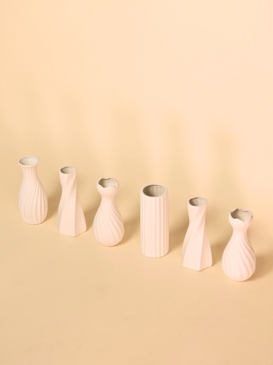 Textured White Vase Set